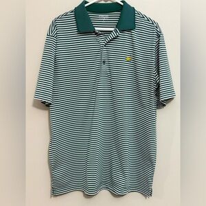 Masters Collection Polo Mens Large Golf Short Sleeve Green White Striped Augusta